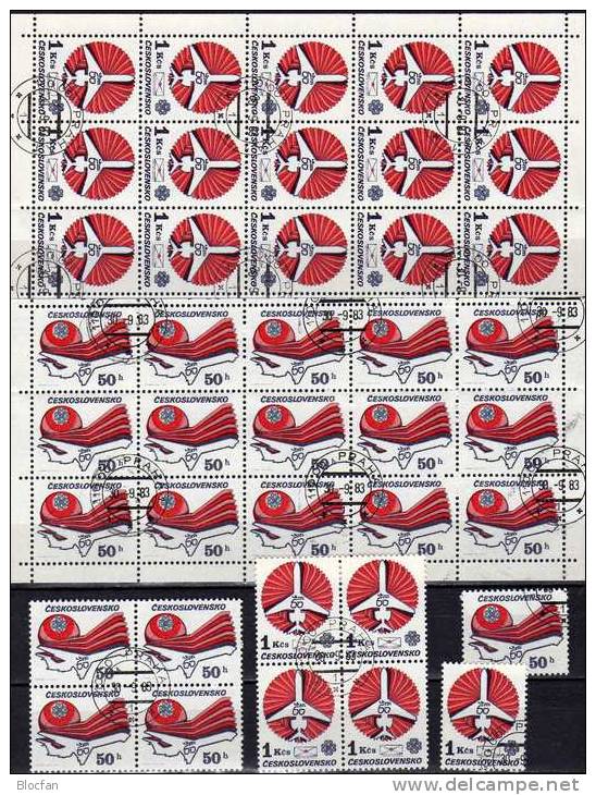 UNO Jahr Der Kommunikation 1983 Tschechoslowakei 2727+28,4-Block Plus 15KB O 4€ Flugzeug IL-62 Airplane Sheetlet Bf CSSR - Sonstige (Luft)