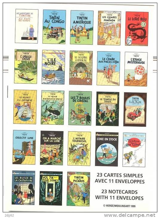 Tintin - Coffret De 23 Cartes Reproduisant Les Couvertures - Cartes Timbrées Et Oblitérées 1er Jour. - Comics
