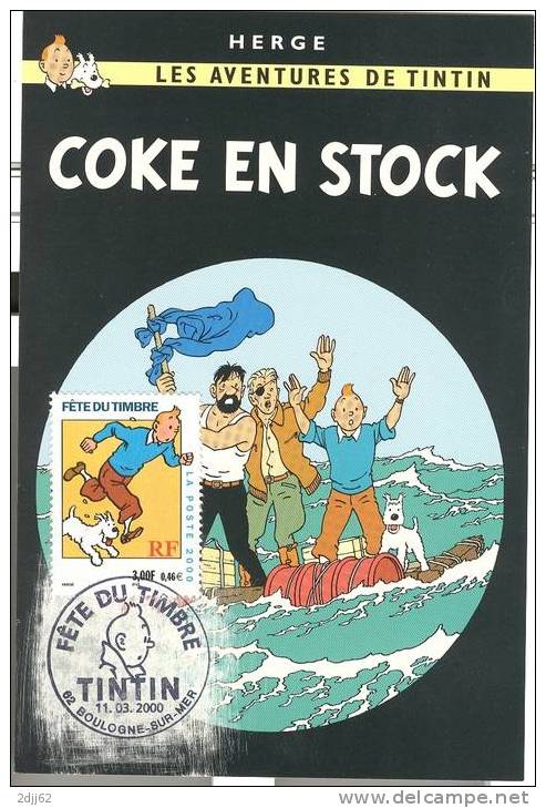 Tintin - coffret de 23 cartes reproduisant les couvertures - Cartes timbrées et oblitérées 1er jour.
