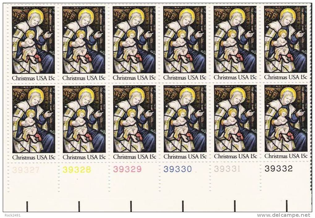 US Scott 1842 - Plate Block Of 12 LL - Christmas 1980-religious 15 Cent - Mint Never Hinged - Plate Blocks & Sheetlets
