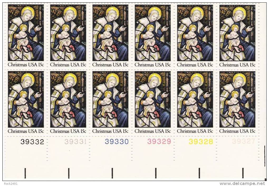 US Scott 1842 - Plate Block Of 12 LR - Christmas 1980-religious 15 Cent - Mint Never Hinged - Numéros De Planches