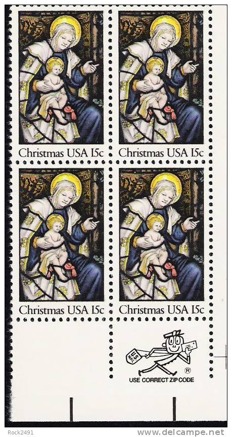 US Scott 1842 - Zip Block Of 4 - Christmas 1980-religious 15 Cent - Mint Never Hinged - Blocchi & Foglietti