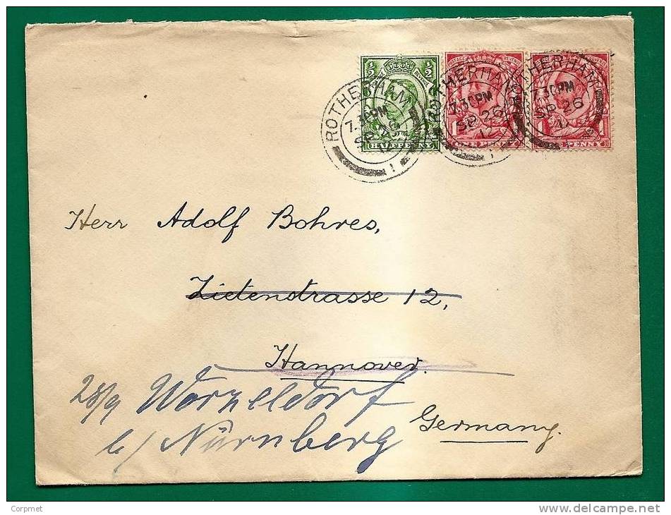 UK - 1912 COVER From ROTHERHAM To GERMANY - Storia Postale