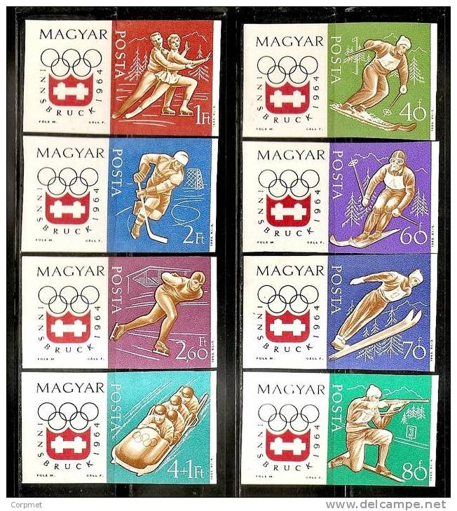 HUNGARY - 1963 INNSBRUCK OLYMPIC GAMES - Yvert # 1606/1613 NON DENTÉLE - MINT (NH) - Winter 1964: Innsbruck