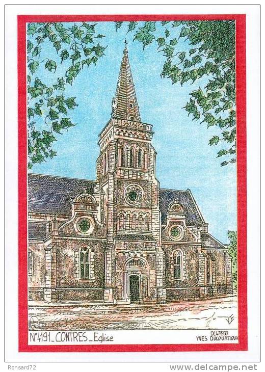 41 CONTRES - Eglise  - Illustration Yves Ducourtioux - Contres