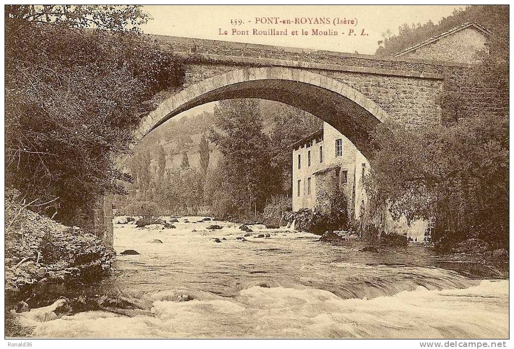 Cp 38 PONT En ROYANS Le Pont Rouillard Et Le Moulin A Eau , Rivière - Pont-en-Royans