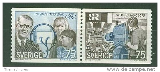 4S0125 Cinquantenaire De La Radio Television Jeux Parlement Camera Couleur 865 à 866 Suede 1974 Neuf ** - Unused Stamps