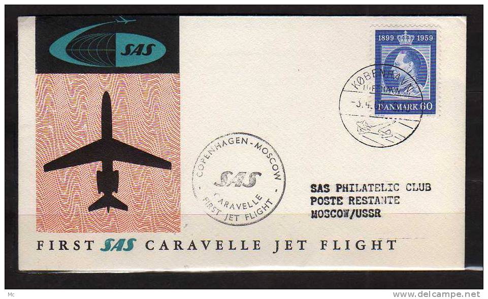 Première Liaison Aerienne Copenhagen - Moscow Le 03/04/1960 , SAS - Airmail