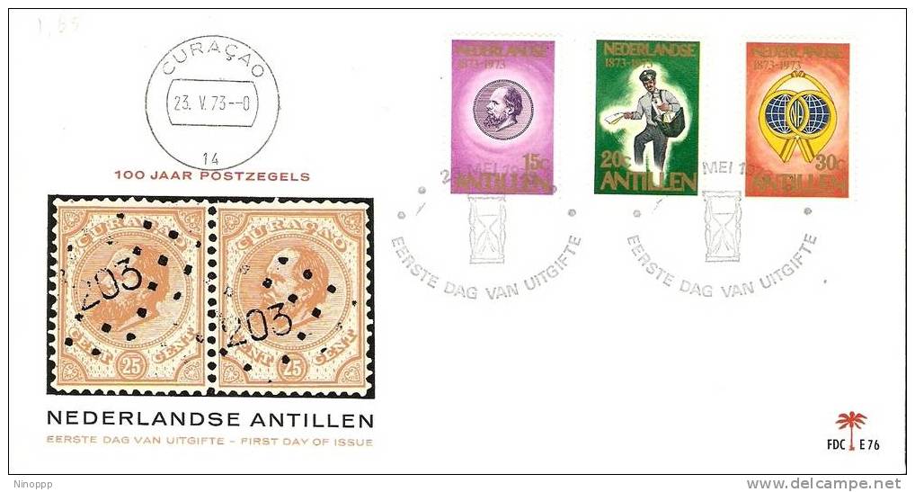 Netherlands Antilles-1973 Stamp Centenary FDC - Curacao, Netherlands Antilles, Aruba