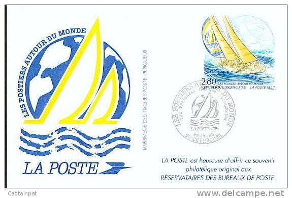 Les Postiers Autour Du Monde - 2,80 - Cherbourg,  25 Sept 1993 - 2831 Cp2 - Pseudo-officiële  Postwaardestukken