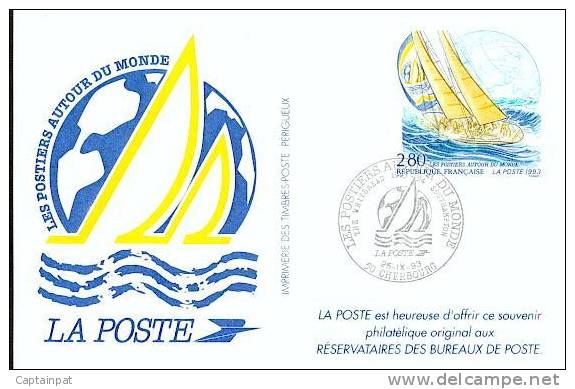 Les Postiers Autour Du Monde - 2,80 - Cherbourg,  25 Sept 1993 - 2831 Cp2 (2) - Pseudo-officiële  Postwaardestukken