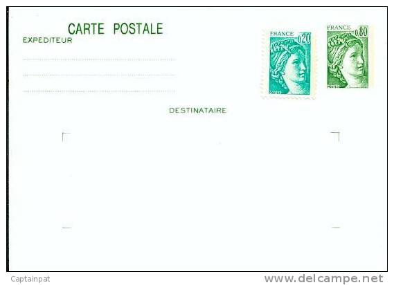 Type Sabine - 0,80 Vert - 1970 Cp1 Avec Complément (n°1510) - Cartes Postales Types Et TSC (avant 1995)