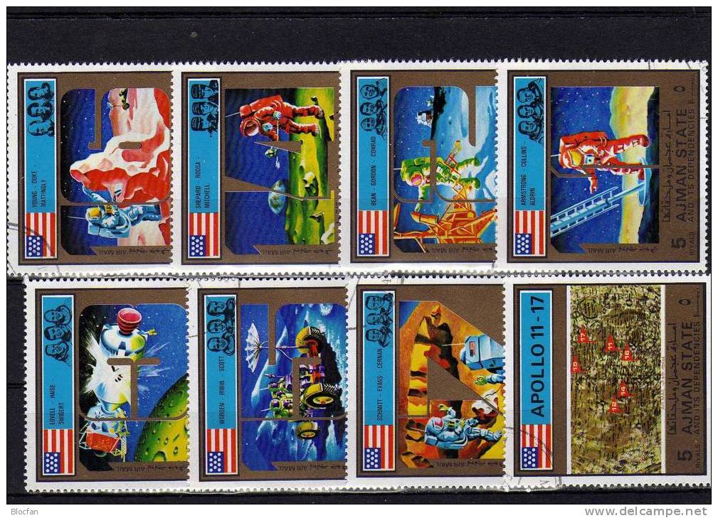 USA Raumfahrtprogramm Apollo 11 Bis 17 VAE Ajman 2669/6, 6ZD, 4 - Block, KB O 55€ - Collections