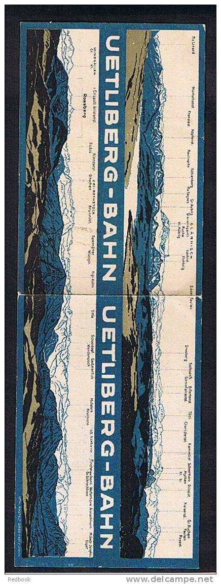 1926 - 1927 Uetliberg-Bahn To Zurich Railway Timetable Switzerland - Super Cover Showing Mountain Range - Ref 358 - Europe