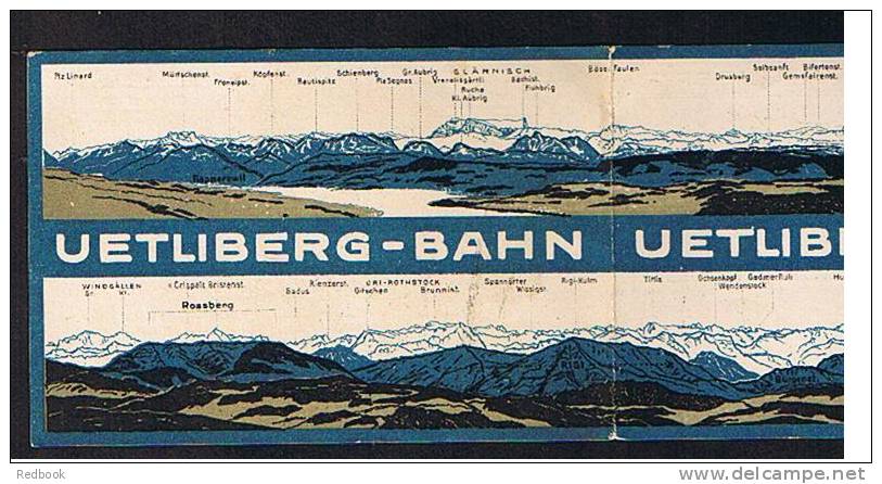 1926 - 1927 Uetliberg-Bahn To Zurich Railway Timetable Switzerland - Super Cover Showing Mountain Range - Ref 358 - Europe