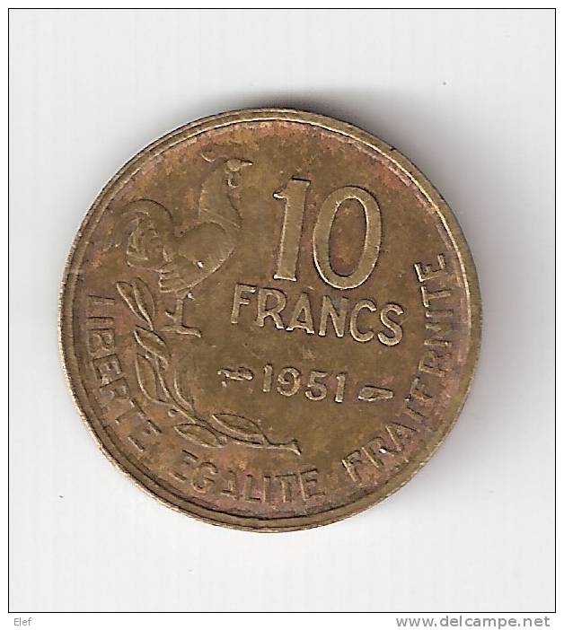 France,  Pièce De Monnaie GUIRAUD , 10 Francs  1951 - Altri & Non Classificati