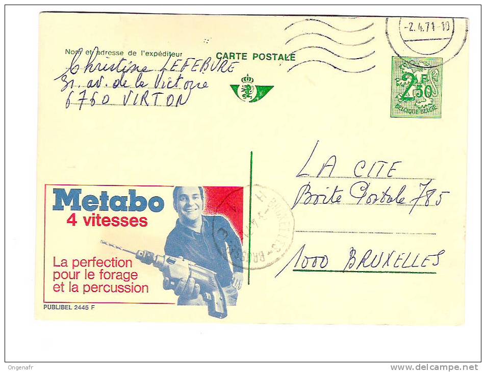 Publibel Obl. N° 2445 (METABO    4 Vitesses) Obl  VIRTON  04/04/1971 - Publibels