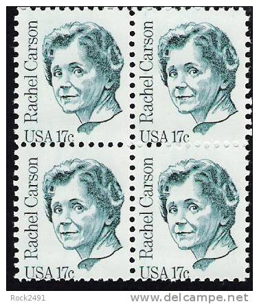 US Scott 1857 - Block Of 4 - Rachel Carson 17 Cent - Mint Never Hinged - Blocs-feuillets