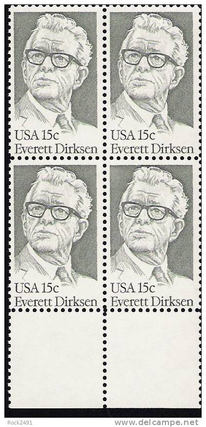 US Scott 1874 - Block Of 4 - Everett Dirksen 15 Cent - Mint Never Hinged - Blocchi & Foglietti
