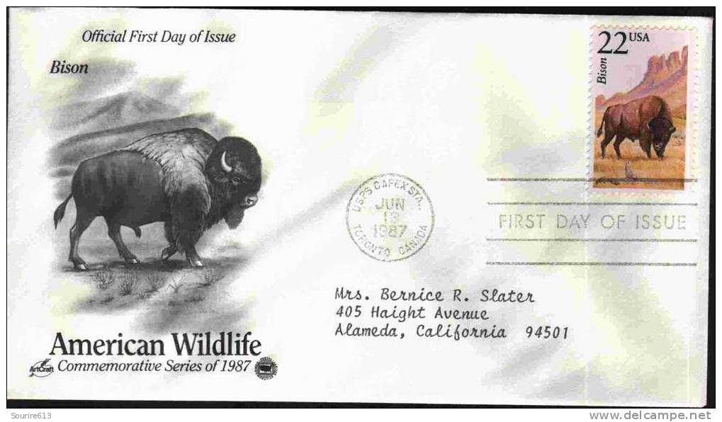 Fdc Usa 1987 Le Bison - Kühe