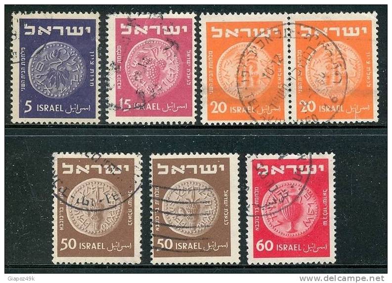 ● ISRAELE  -  1950 / 52 - Monete  -  N.   38 . . .  Usati  - Lotto N. 23  - - Oblitérés (sans Tabs)