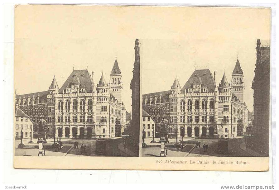 14611 Allemagne Palais Justice Breme  . Stereoscopique .  Sans éditeur - Stereoscope Cards