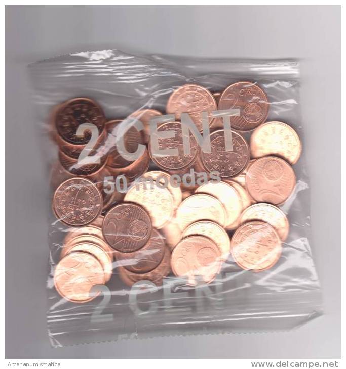 PORTUGAL  BOLSA/BAG  0,02€  2002/2.002  50 MONEDAS/COINS  UNC/SC   DL-368 - Portugal