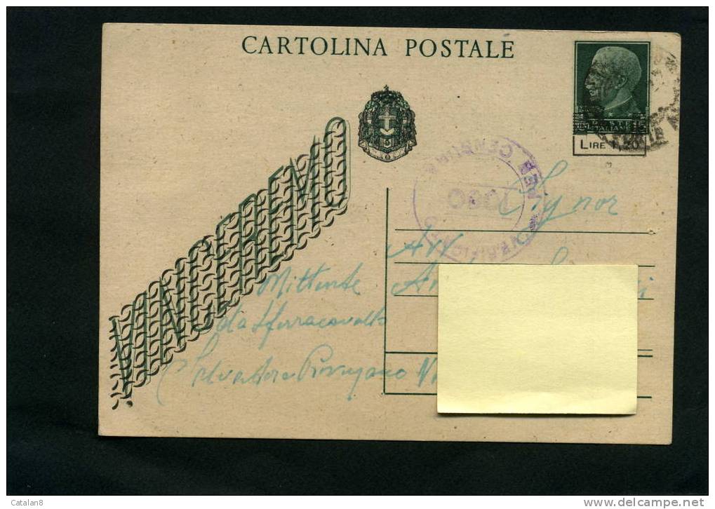 F446 STORIA POSTALE LUOGOTENENZA CARTOLINA  POSTALE C.15 VINCEREMO SOPRASTAMPA TAPPETO II TIPO L.1,20 - Marcofilía