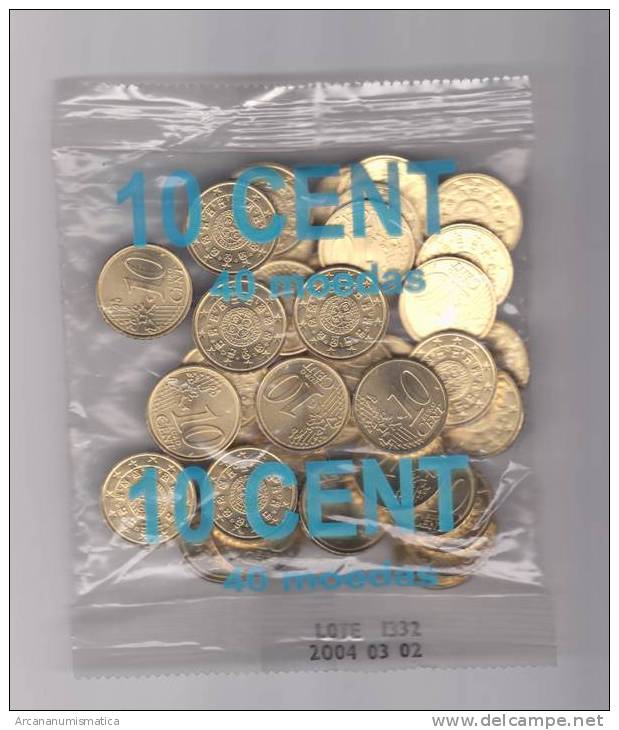 PORTUGAL  BOLSA/BAG  0,10€  2002/2.002  40 MONEDAS/COINS  UNC/SC   DL-376 - Portugal