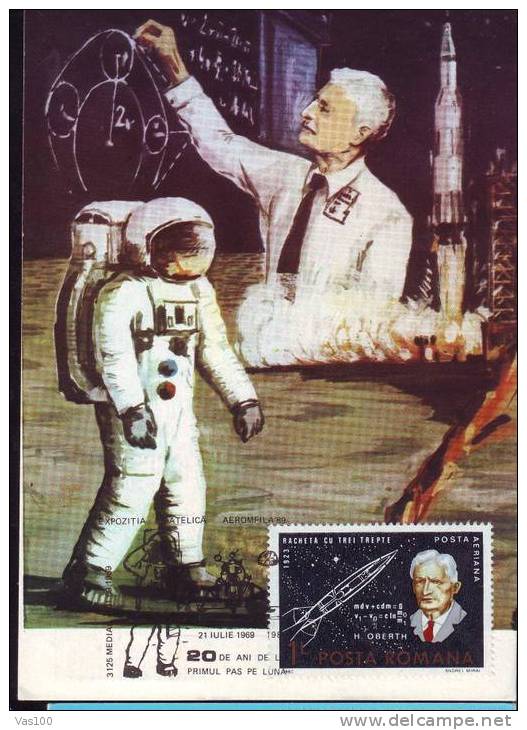 Space Mission Rocket Cosmos,Hermann Oberth,Maximum Card,1989 Medias-Romania. - Europe