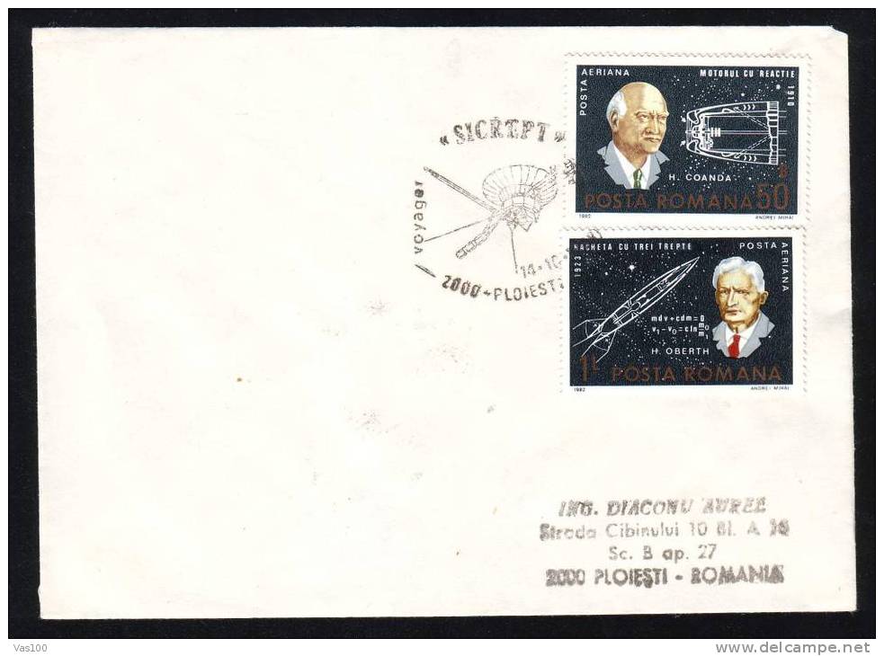 Space Mission Rocket Cosmos,Hermann Oberth,obliteration 1983,envelope Blanc Romania. - Europe