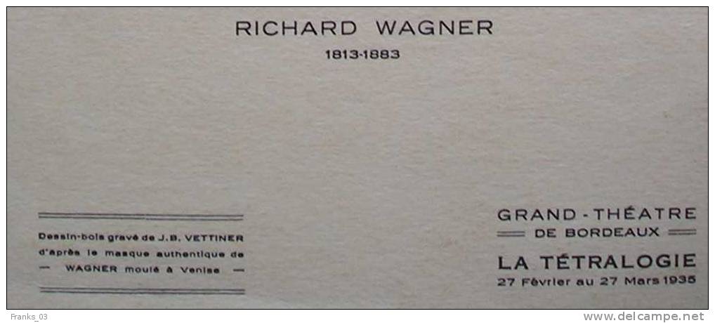 Richard Wagner Gravure 1935 - Historische Dokumente