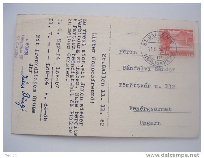 Chess Correspondence St.Gallen Jules Bürgi - PU 1957     F-    D50340 - Echecs
