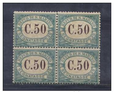 A358 - SAN MARINO 1897, Segnatasse N. 4 Quartina  *** - Altri & Non Classificati