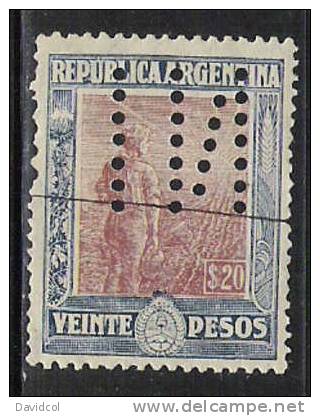 M940 - ARGENTINIEN / ARGENTINA - 1912 - MI#: 181 X, USED PUNCHED  " INUTILIZADO "  - AGRICULTURE - Oblitérés