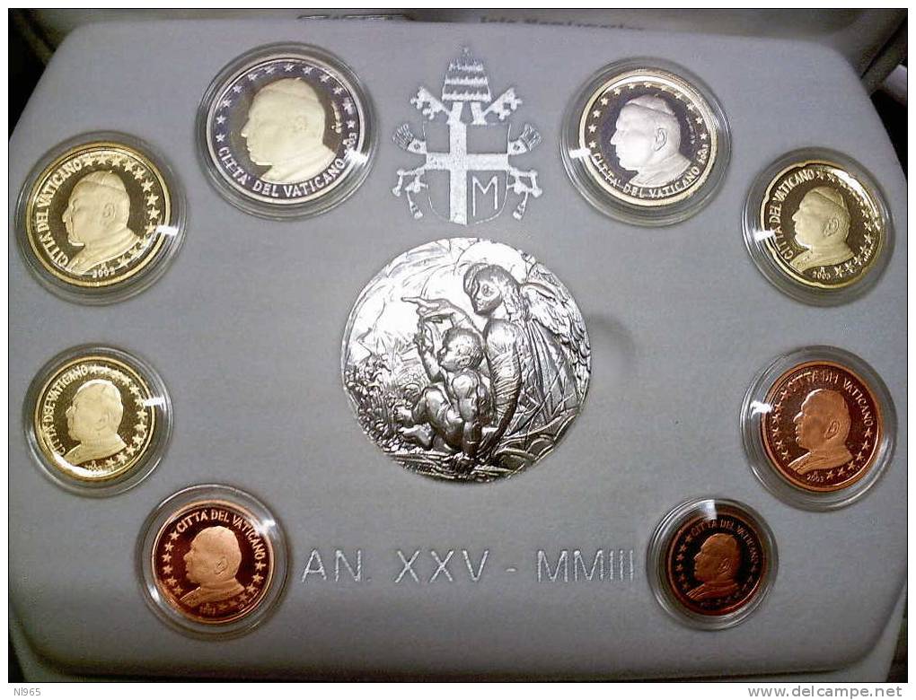 VATICANO ( VATIKAN  ) - 2003 - GIOVANNI PAOLO II - ANNATA COMPLETA 8 VALORI + MEDAGLIA ARGENTO - FONDO SPECCHIO ( PROOF - Vaticano