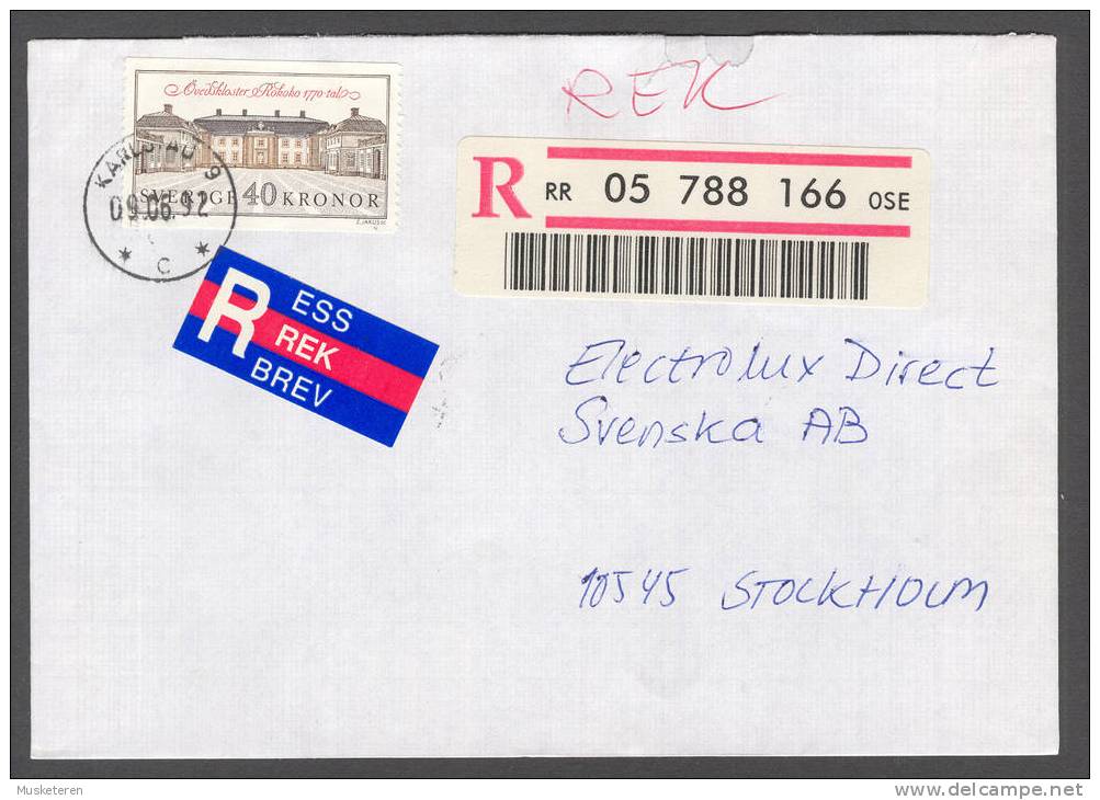 Sweden Registered Recommandéee Eilboten Deluxe Karlstad Cancel Cover 1992 Castle Schloss Övedskloster - Briefe U. Dokumente