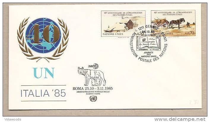 ONU Ginevra - Busta Fdc Con Serie Completa: 40° Anniversario Delle Nazioni Unite - FDC