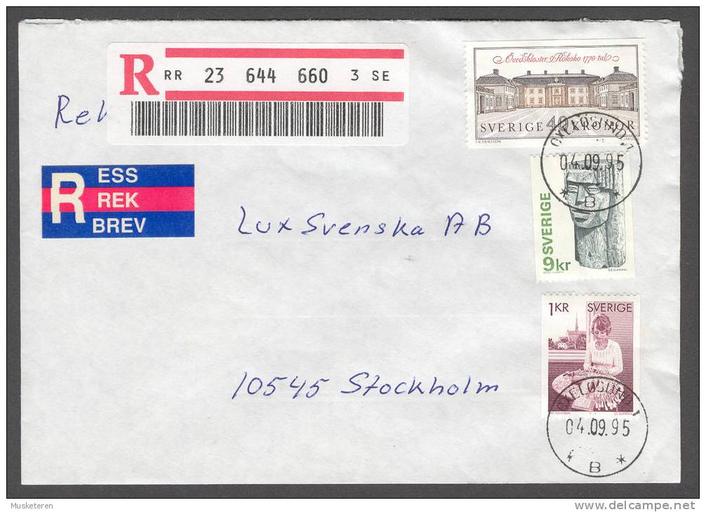 Sweden Registered Recommandéee Eilboten Deluxe Oxelösund Cancel Cover 1995 Castle Schloss Art Kunst (Cz. Slania) - Briefe U. Dokumente