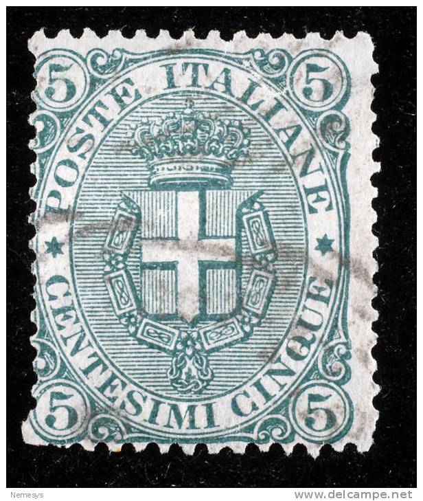 1891/1896 REGNO 5C VERDE SASS 59 - Oblitérés