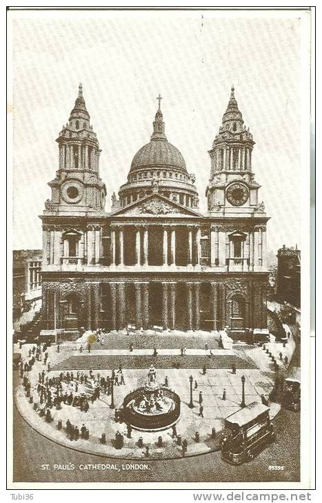 LONDON  - ST. PAULS CATHEDRAL - B/N VIAGGIATA  1957 - ANIMATA - St. Paul's Cathedral