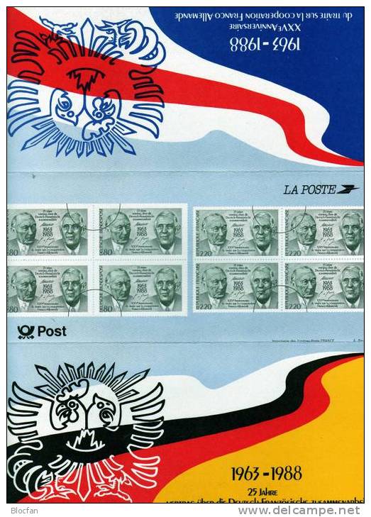 25 Jahre Zusammenarbeit Deutschland-Frankreich 1988 Markenheft Mit BRD 1351 + RF 2636 ** 38€ Booklet France And Germany - Other & Unclassified
