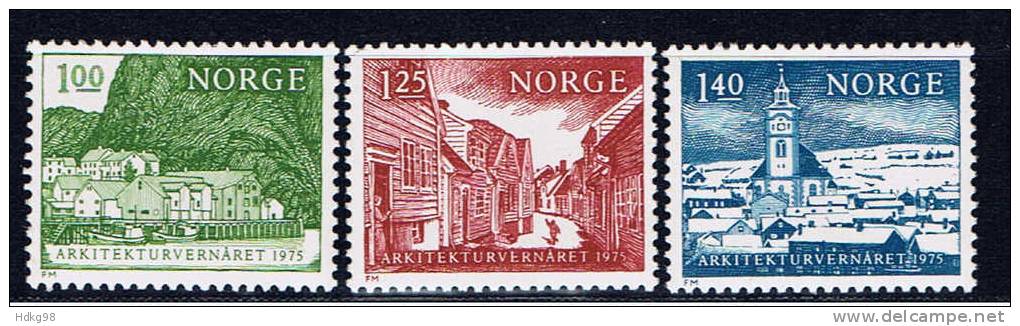 N Norwegen 1975 Mi 700-02** Denkmalschutzjahr - Unused Stamps