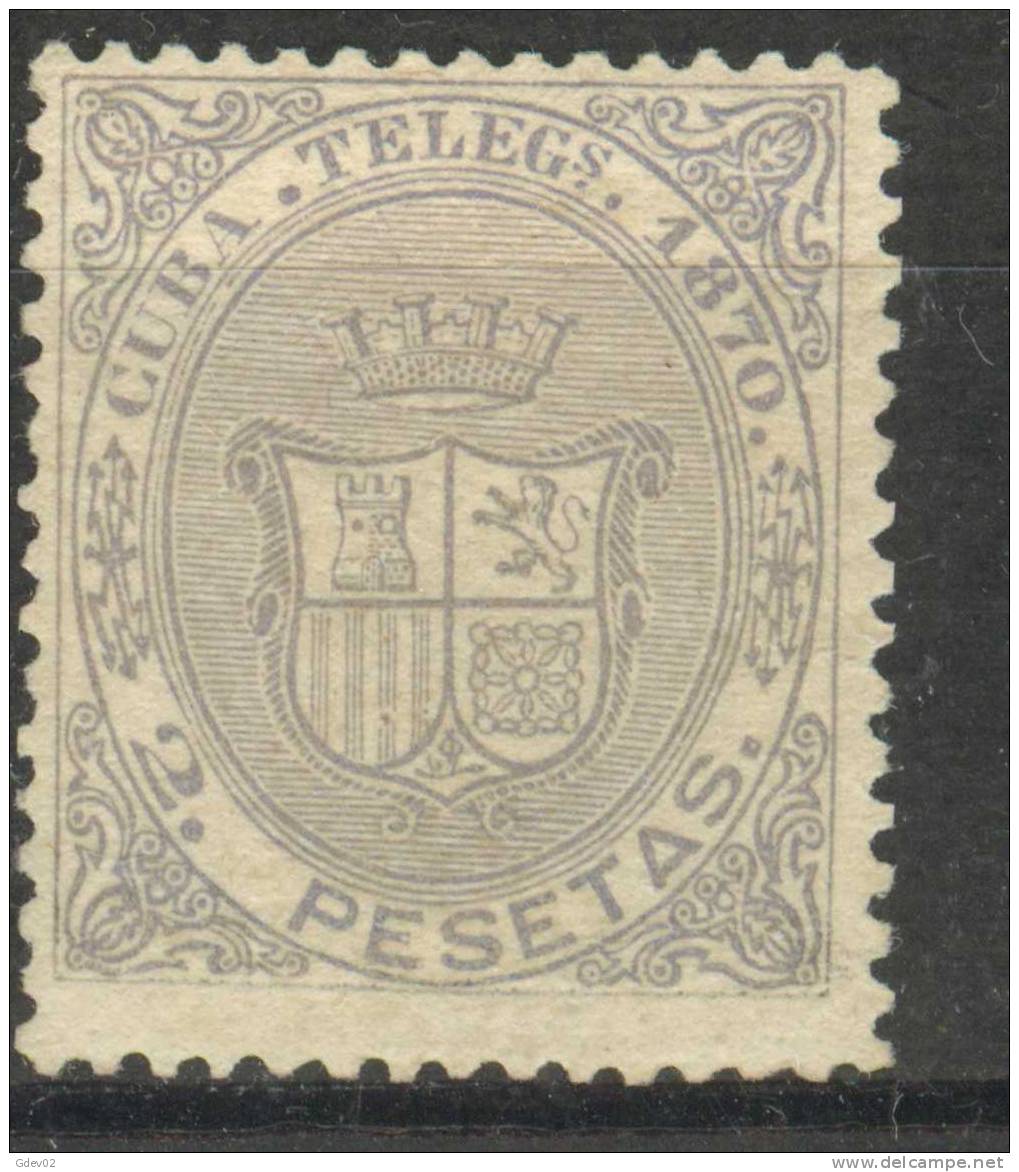 CUTGF10-L3315TTGF.ESCUDO DE ESPAÑA.CUBA ESPAÑOL.TELEGRAFOS . 1870 .(Ed 10 ) Sin Goma,con Charnela. MAGNIFICO - Télégraphe
