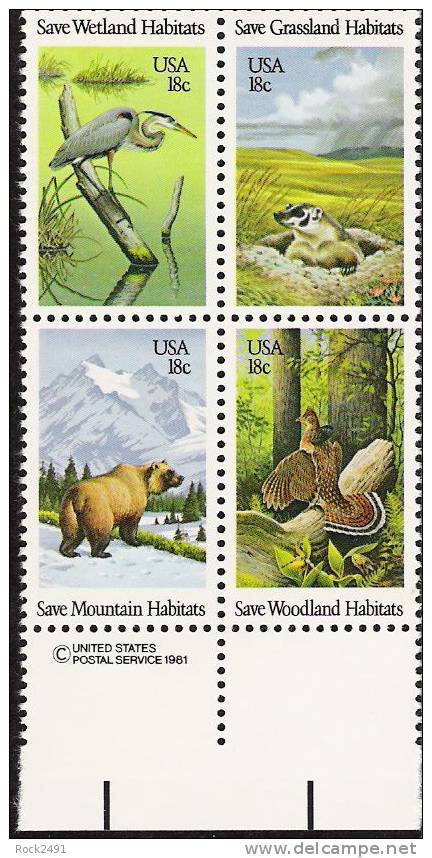 US Scott 1924a (1921 1922 1923 1924) - Copyright Block Of 4 - Wildlife 18 Cent - Mint Never Hinged - Blokken & Velletjes