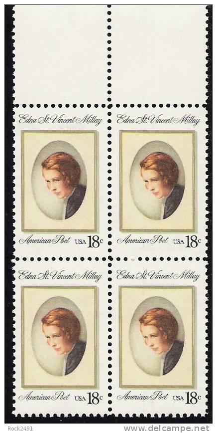 US Scott 1926 - Block Of 4 - Edna St Vincent Millay 18 Cent - Mint Never Hinged - Blocs-feuillets