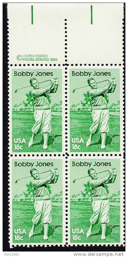 US Scott 1933 - Copyright Block Of 4 - Bobby Jones 18 Cent - Mint Never Hinged - Hojas Bloque