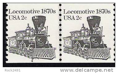 US Scott 1897A - Line Pair - Locomotive - Plate No 4 - 2 Cent - Mint Never Hinged - Coils (Plate Numbers)