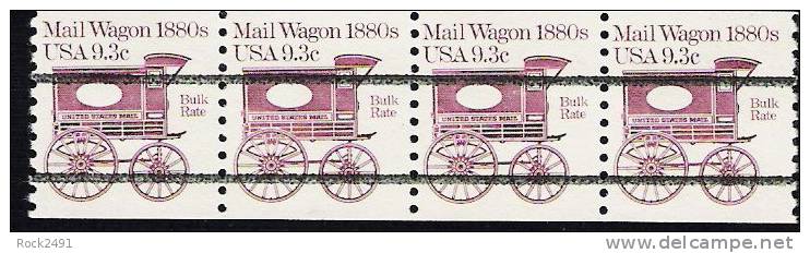 US Scott 1903a Precanceled - Strip Of 4 - Mail Wagon 1880s - 9.3 Cent - Mint Never Hinged - Coils & Coil Singles