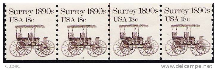 US Scott 1907 - Coil Strip Of 4 Plate No 9 - Surrey 18990s - 18 Cent - Mint Never Hinged - Coils (Plate Numbers)